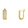 Four Row Cubic Zirconia Huggie Hoop Earrings - 14K Yellow Gold