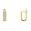 Three Row Pave CZ Huggie Hoop Earrings - 14K Yellow Gold