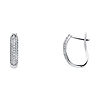 Dome Three-Row Pave CZ Huggie Hoop Earrings - 14K White Gold