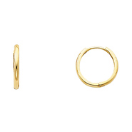 Domed 14K Yellow Gold Huggie Earrings - 2mm x 15mm