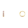 Pink CZ Channel-Set 14K Yellow Gold Huggie Earrings - 2mm x 10mm