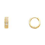 14K Yellow Gold Baguette Clear CZ Huggie Earrings 4mm x 12mm