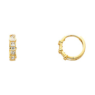 14K Yellow Gold Princess & Baguette CZ Huggie Earrings 4mm x 12mm
