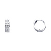 14K White Gold 2-Row CZ Huggie Earrings 4mm x 11mm