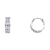 14K White Gold 2-Row CZ Huggie Earrings 5mm x 14mm