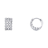 14K White Gold Milgrain 3-Row CZ Huggie Earrings 7mm x 12mm