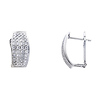 14K White Gold Thick Dome Leverback CZ Huggie Earrings