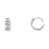 14K White Gold Baguette & Round CZ Huggie Earrings 6mm x 13mm