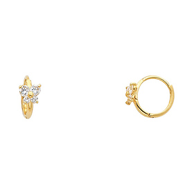 14K Yellow Gold Butterfly Clear CZ Huggie Earrings