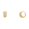 14K Yellow Gold Fancy 3-Row CZ Huggie Earrings