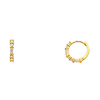 14K Yellow Gold Baguette & Round Pattern CZ Huggie Earrings