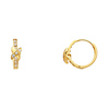14K Yellow Gold Semi-lined Crisscross Channel-Set CZ Huggie Earrings