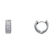 14K White Gold Micro Pave CZ Huggie Earrings