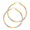 Medium 14K TriGold Diamond-Cut Hoop Earrings - 2mm x 1.3 inch