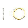 14K Two-Tone Gold Milgrain Pave CZ Huggie Earrings - 2mm x 17mm