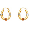 14K TriGold Oval Hinge Hoop Earrings