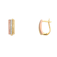 14k TriGold 6mm Fancy CZ Hoop Earrings (15 x 10 mm)