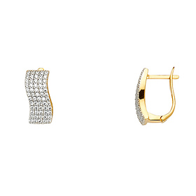 14k Yellow Gold 6mm Fancy CZ Hoop Earrings (10 x 10 mm)