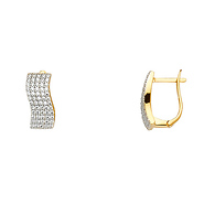 14k Yellow Gold 6mm Fancy CZ Huggies Earrings (10 x 10 mm)