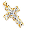 Extra Large Open Ivy CZ Crucifix Pendant in 14K Two-Tone Gold 62mmH