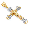 Extra Large Fancy Baguette CZ Crucifix Pendant in 14K TriGold