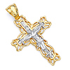 Large Open Ivy CZ Crucifix Pendant in 14K Two-Tone Gold