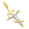 14K Two-Tone Gold Modern Byzantine Crucifix Pendant - Petite