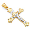 Budded 14K Two-Tone Gold Crucifix Pendant