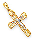 Intricate 14K Two-Tone Gold Crucifix Pendant thumb 0