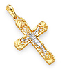 Intricate 14K Two-Tone Gold Crucifix Pendant