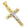 14k Two-Tone Gold Crucifix Cross Religious Pendant