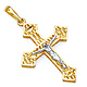 Contemporary 14K Two-Tone Gold Crucifix Pendant thumb 0