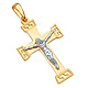 Modern 14K Two-Tone Gold Crucifix Pendant thumb 0