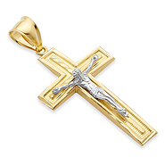 Classic 14K Two-Tone Gold Crucifix Pendant