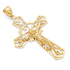 Large Open Heart Filigree Crucifix Pendant in 14K Yellow Gold