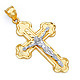 Large 14K Two-Tone Gold Crucifix Pendant thumb 0