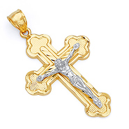 Large 14K Two-Tone Gold Crucifix Pendant
