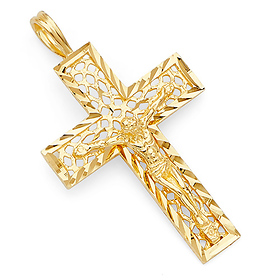 Graceful 14K Yellow Gold Crucifix Pendant