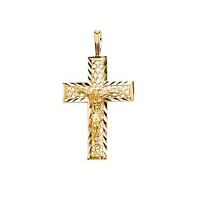 Intricate 14K Yellow Gold Crucifix Pendant