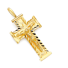 Divine 14K Yellow Gold Crucifix Pendant
