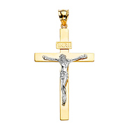 Extra Large 14K Two-Tone Gold Crucifix Pendant