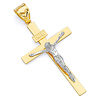 14K Two-Tone Gold Crucifix Cross Religious Pendant