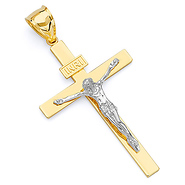 Exquisite 14K Two-Tone Gold Crucifix Pendant
