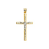 Polished 14K Two-Tone Gold CZ Crucifix Pendant