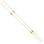14k Yellow Gold 5mm Oval Diamond Cut Ball by the Yard Necklace - 36'
