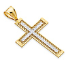14K Two-Tone Gold Scroll Diamond-Cut Cross Pendant - Large
