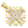 14K Two-Tone Gold Jerusalem Cross Religious Pendant
