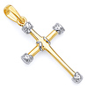 14K Two-Tone Gold Tube Cross Religious Pendant