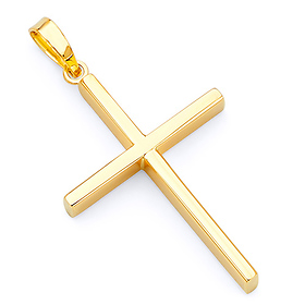 Medium Squared Cross Pendant in 14K Yellow Gold - Classic