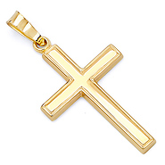 14K Yellow Gold Polished Concave Cross Pendant - Small